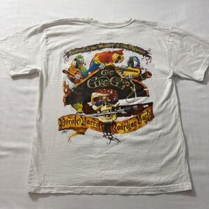 VTG Men's Large Amazing Goin Coastal Illustrated Escapes T Shirt Pirate Parrots